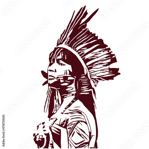 Silhouette of a native Brazilian Indian