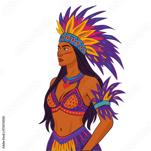Illustration of a Brazilian Indian native from the state of Maranhão, the Bumba Meu Boi festival.