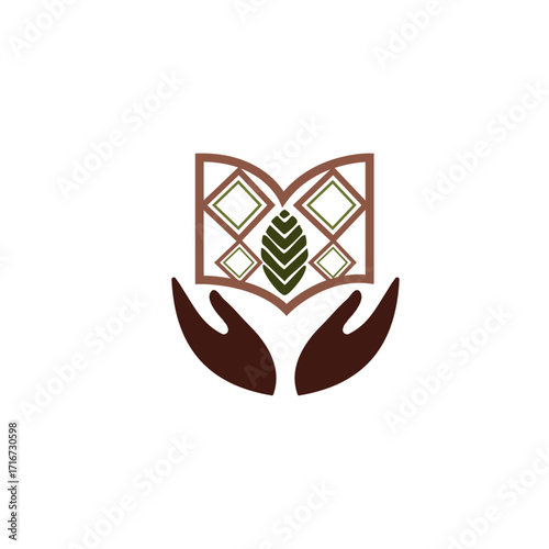 Native Indigenous Wisdom Logo with an Open Book and Open Hands