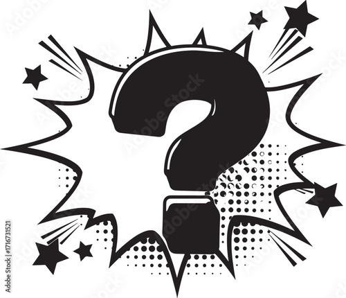 Comic book style question mark silhouette