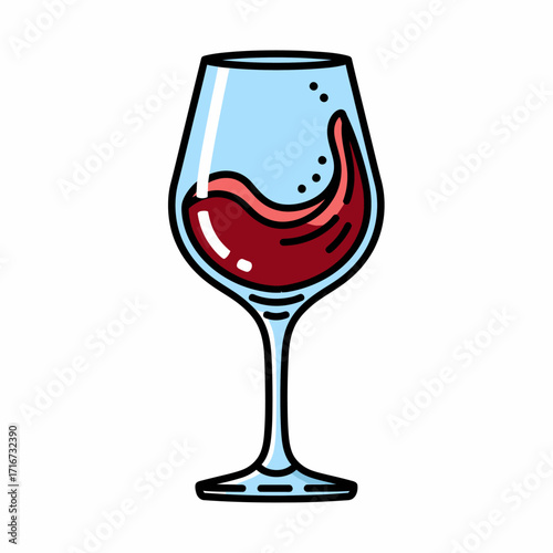 Swirling Red Wine in Elegant Glass A Classic Beverage Illustration