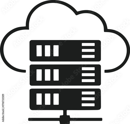 Cloud Server Icon Vector | Modern Cloud Hosting Flat Illustration