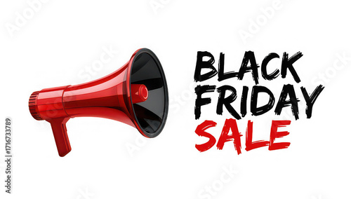 A red megaphone announcing a sale with the word sale in red on a black background promotion advertising