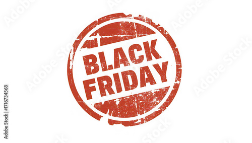 A red circular stamp with the words black friday on a black background for sale promotion events