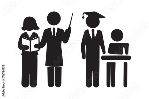 Diverse educational scene with teachers and students