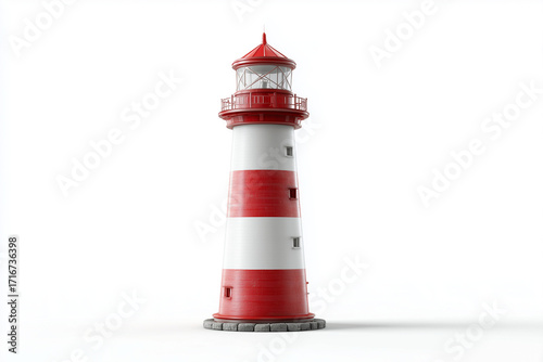 A lighthouse model, 3D render, isolated on a white background.