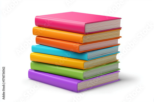 Wallpaper Mural A textbook stack, 3D render, isolated on a white background.
 Torontodigital.ca