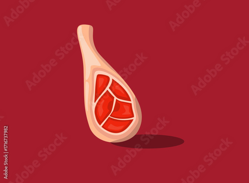 vector illustration of Cow Meat Foot on butcher slice