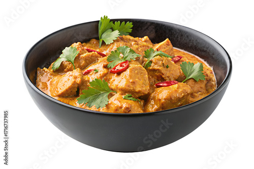 Delicious Chicken Tikka Masala in a Black Bowl A Spicy and Aromatic Indian Dish