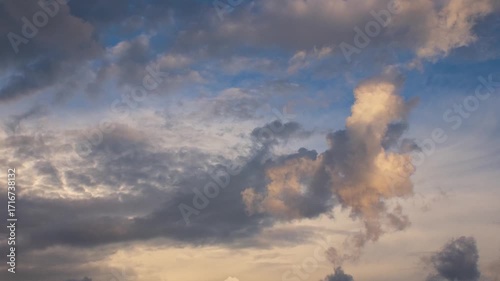 Bright clouds are flying across the sky. Timelapse