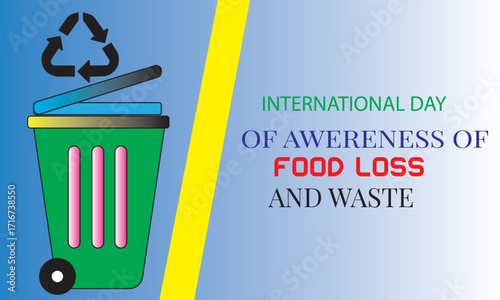 Urgent call to action for international food loss and waste awareness, promoting sustainability with recycling bin symbol