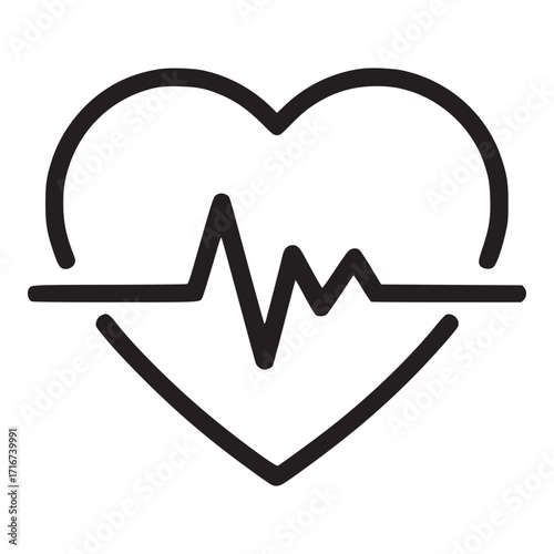 Vector art of heartbeat line icon heart with pulse signal cardiology symbol health and medicine concept vector illustration of heart rate, rhythm, and electrocardiogram
