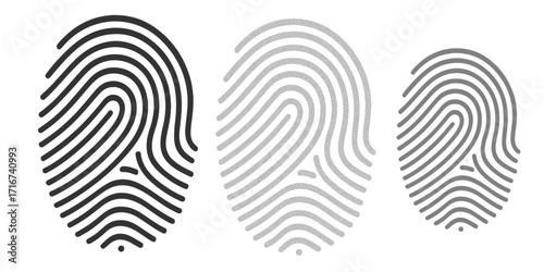 A vector icon of a unique black and white fingerprint for biometric security and identity illustration. login, crime, thumb, detective, criminal, identification, mark, ink, pattern, forensic, imprint