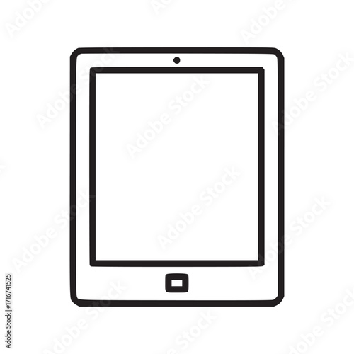 Illustration of a tablet computer minimalist line art style drawing of a modern mobile device with a blank screen, perfect for app design mockups and technology concepts
