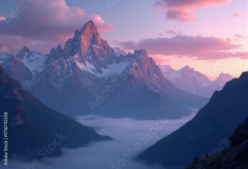 Majestic Mountain Peaks Twilight Skyscape Colors Overwhelming Horizon Reflections