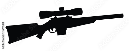 Vector illustration of a black assault rifle on a white background, isolated and ready for military and army graphics
