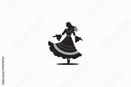 Bohemian maxi dress vector silhouette image made by adobe illustrator. 