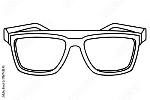 Outline Image of Vintage Eyeglasses with Thick Frames and Rectangular Lenses for Vision Correction