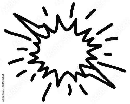 A colorful hand-drawn vector illustration of an ink blot with a sun symbol and people silhouettes