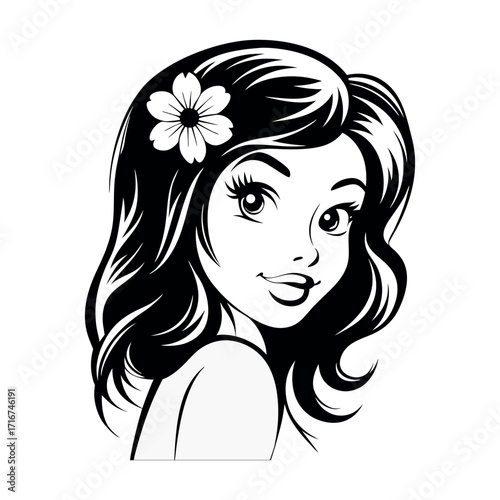 Woman with Flower in Hair Beautiful