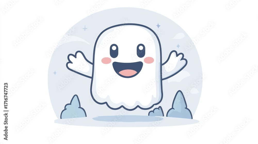 Obraz premium Adorable Happy Ghost Illustration