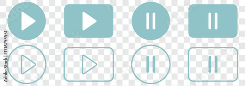 Video and audio play and pause button collection. play and pause buttons icon for media player. Play and pause symbol button vector illustration. Simple Black and White play button flat black icon 