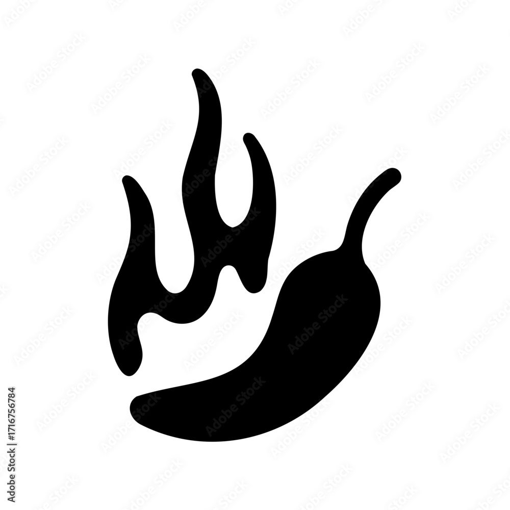 Obraz premium Fiery Chili Pepper Illustration of a Hot and Spicy Ingredient on Fire