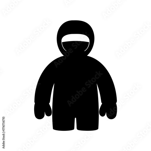 Silhouette of Person Wearing Protective Gear or Full Body Suit Outline