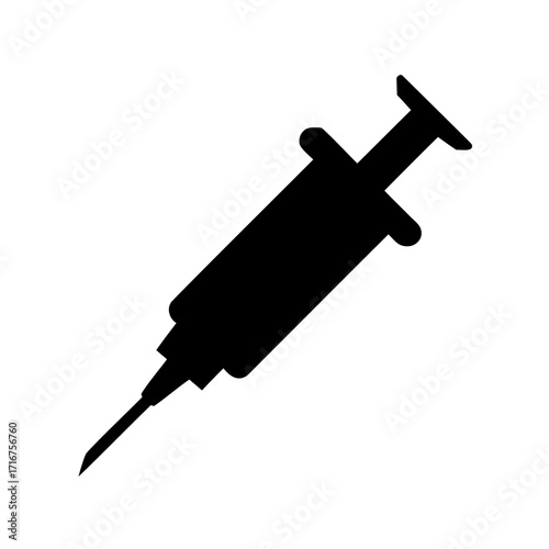 Medical syringe black silhouette representing vaccination, injection, or medical treatment