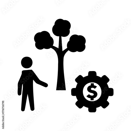 Conceptual representation of sustainable finance and environmental responsibility with economic mechanism