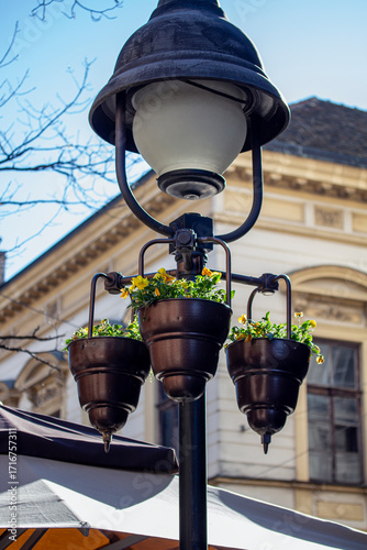 Old street lamp wıth flower