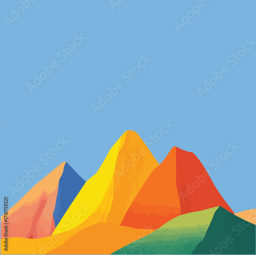 Vector illustration Mediterranean Italian style of big mountains