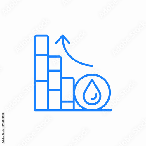 bar chart showing water price growth icon sign vector