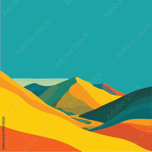 Vector illustration Mediterranean Italian style of big mountains