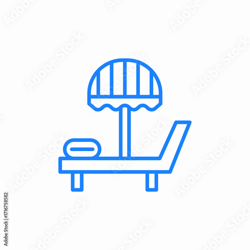beach chair under beach umbrella icon sign vector