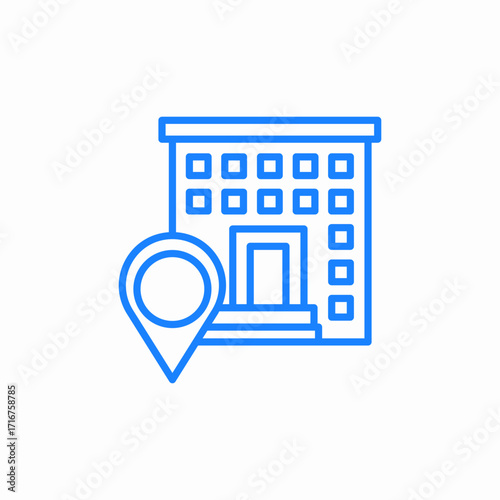 building with location tag icon sign vector
