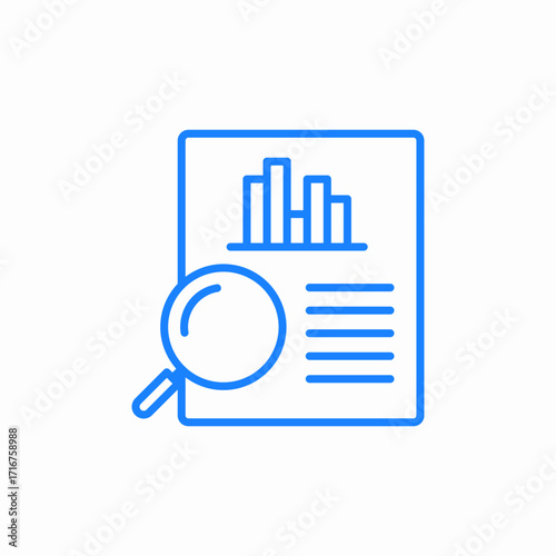 data analysis or document research with charts icon sign vector