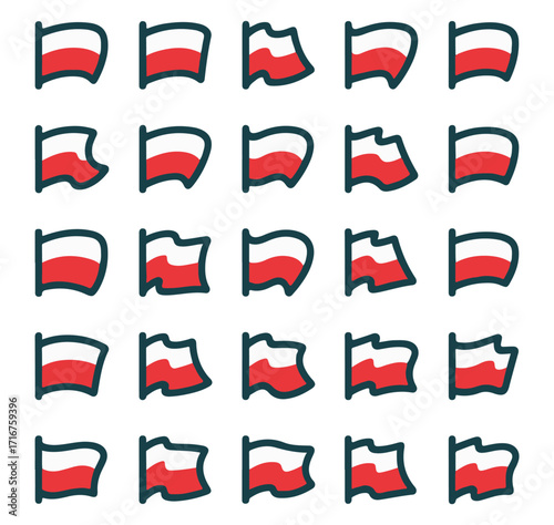 Red and White Flag Icons Vector Set for National or Event Design Free Download Red and White Flag Icons Vector Set for National or Event Design - GFXLoad