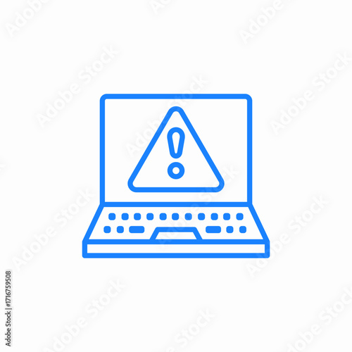laptop error warning with exclamation mark icon sign vector