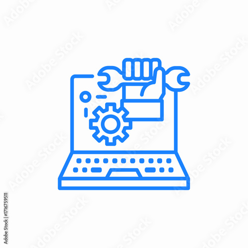 laptop maintenance and software setup icon sign vector