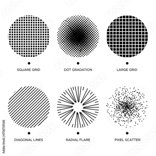 Exploring Six Distinct Geometric and Organic Halftone Pattern Designs for Visual Applications