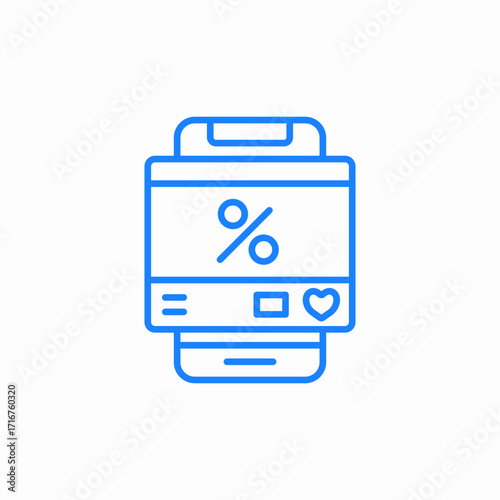 smartwatch or fitness tracker with screen and percentage sign icon sign vector