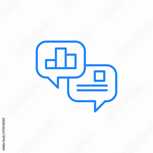 two dialog bubbles information exchange data analysis and characteristics visualization icon sign vector
