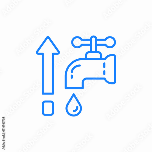 water tap dripping with up arrow icon sign vector