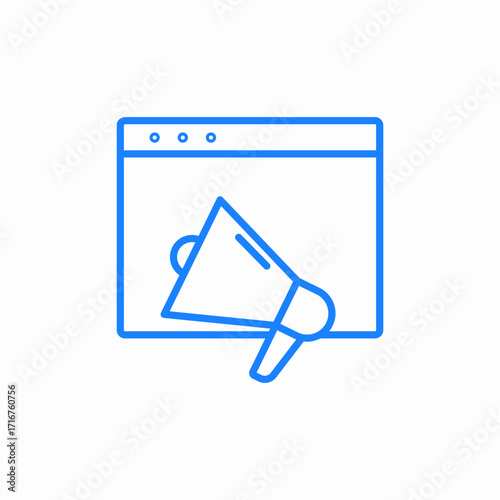web interface with megaphone online advertising internet marketing or web ads icon sign vector