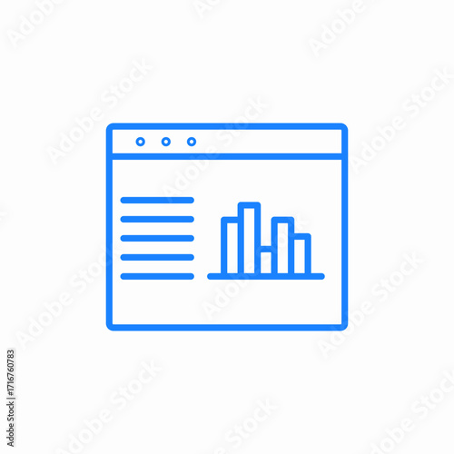 web interface with text and graph display icon sign vector