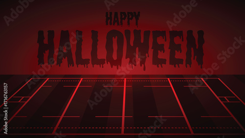 Rugby Happy Halloween Drawings Concept, Rugby Dark field, Vector Illustration Abstract Editable image, Social Media and web Post