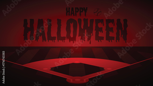 Baseball Happy Halloween Drawings Concept, Baseball Dark field, Vector Illustration Abstract Editable image, Social Media and web Post