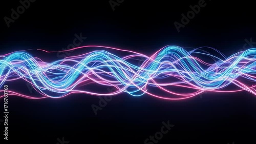 Wallpaper Mural Wavy light trails in blue and pink on a black background creating a dynamic and modern abstract design Torontodigital.ca