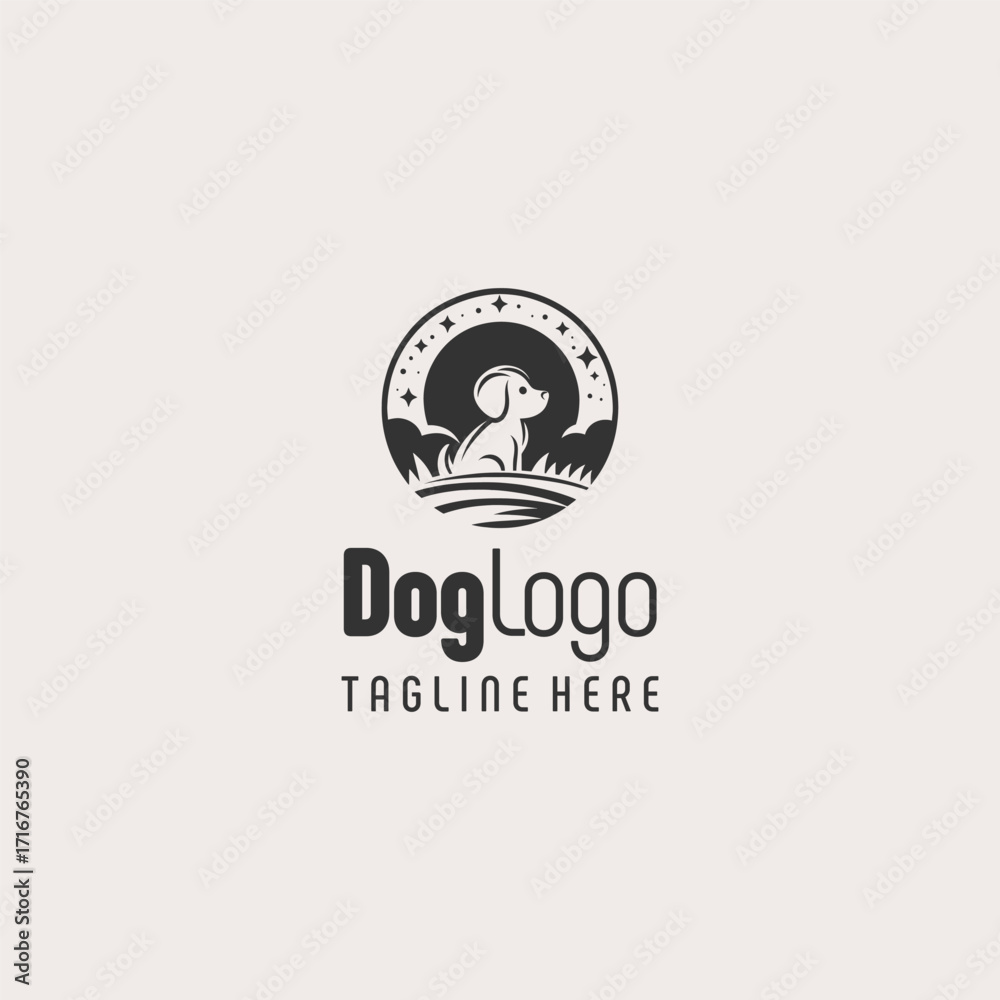 Fototapeta premium Elegant Black White Dog Logo